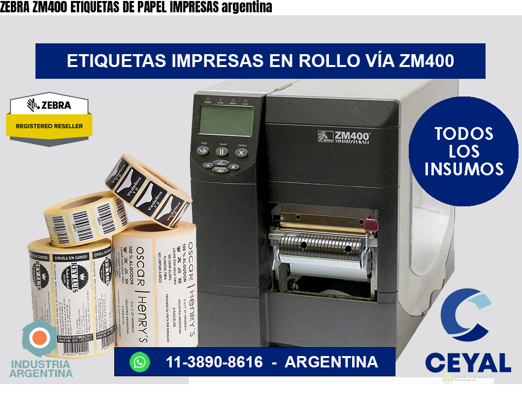 ZEBRA ZM400 ETIQUETAS DE PAPEL IMPRESAS argentina