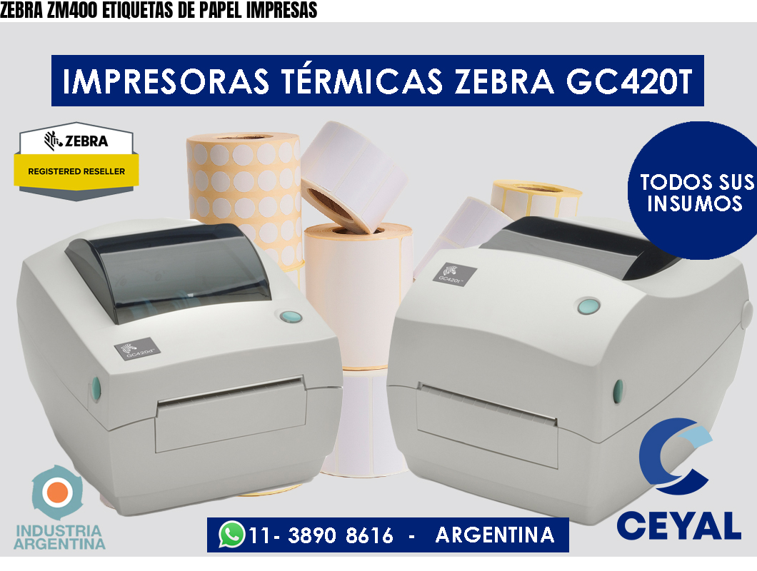 ZEBRA ZM400 ETIQUETAS DE PAPEL IMPRESAS