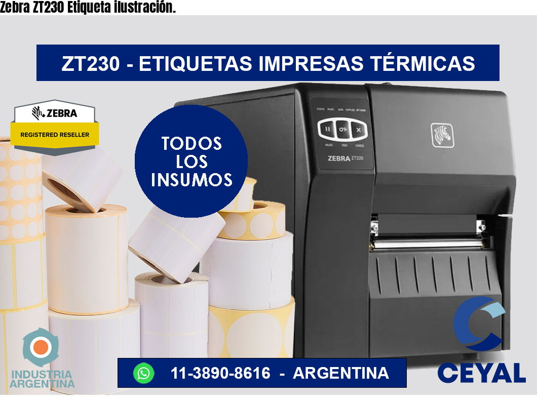 Zebra ZT230 Etiqueta ilustración.
