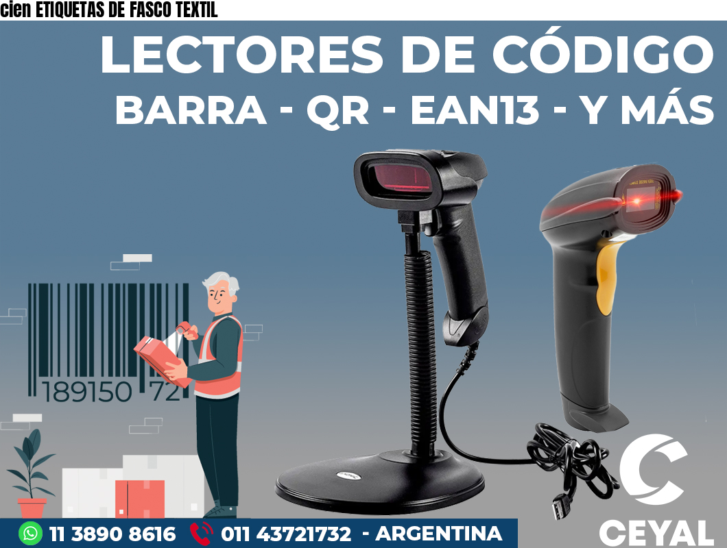 cien ETIQUETAS DE FASCO TEXTIL