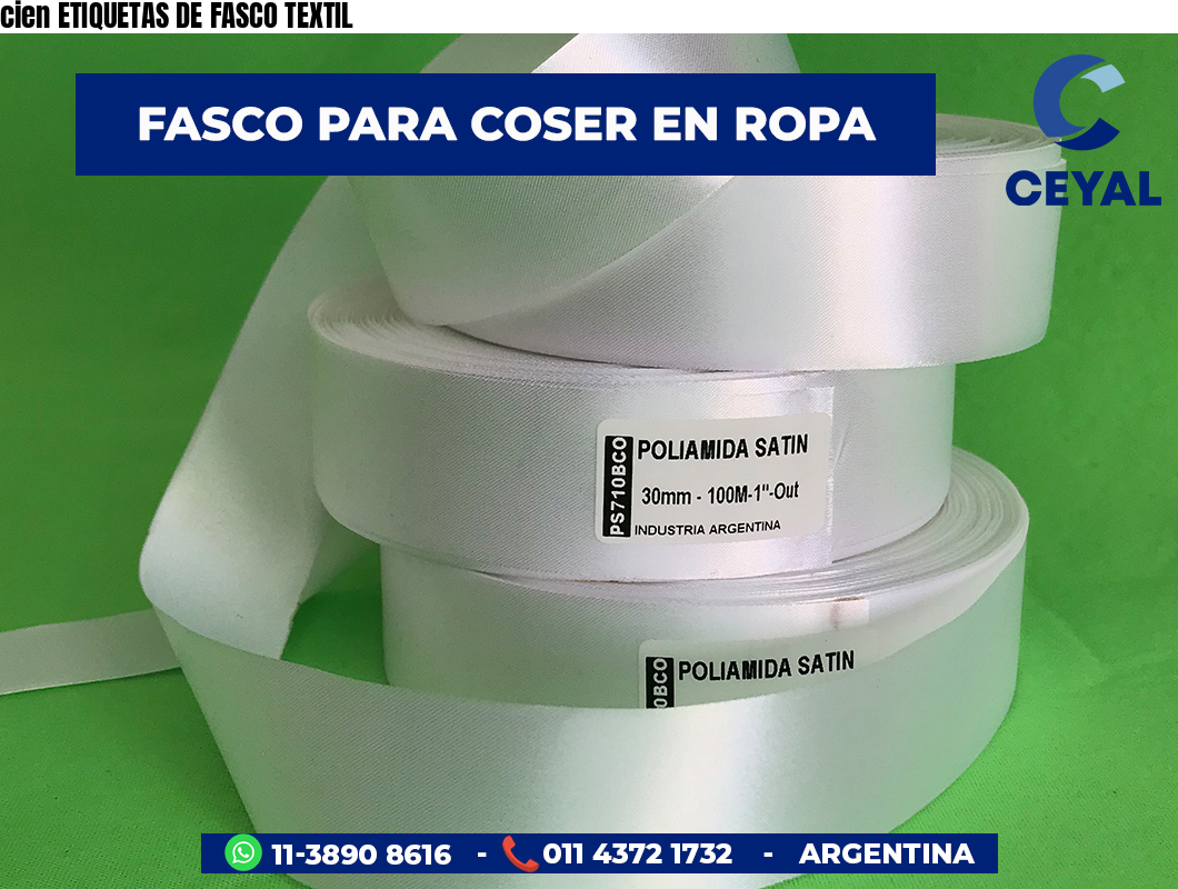 cien ETIQUETAS DE FASCO TEXTIL