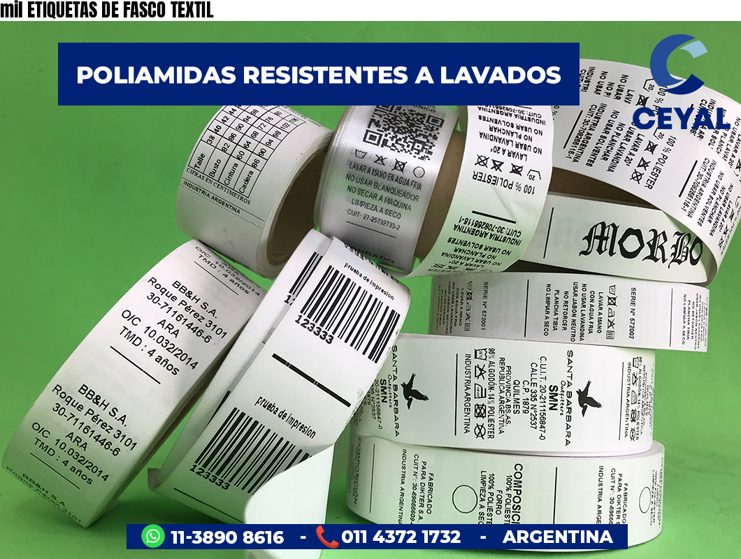 mil ETIQUETAS DE FASCO TEXTIL