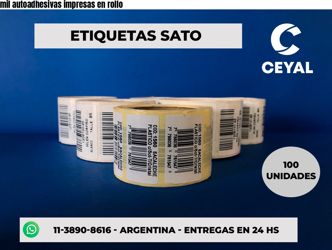 mil autoadhesivas impresas en rollo