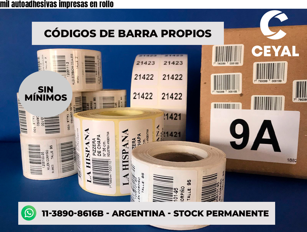 mil autoadhesivas impresas en rollo
