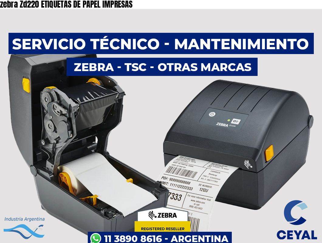 zebra Zd220 ETIQUETAS DE PAPEL IMPRESAS