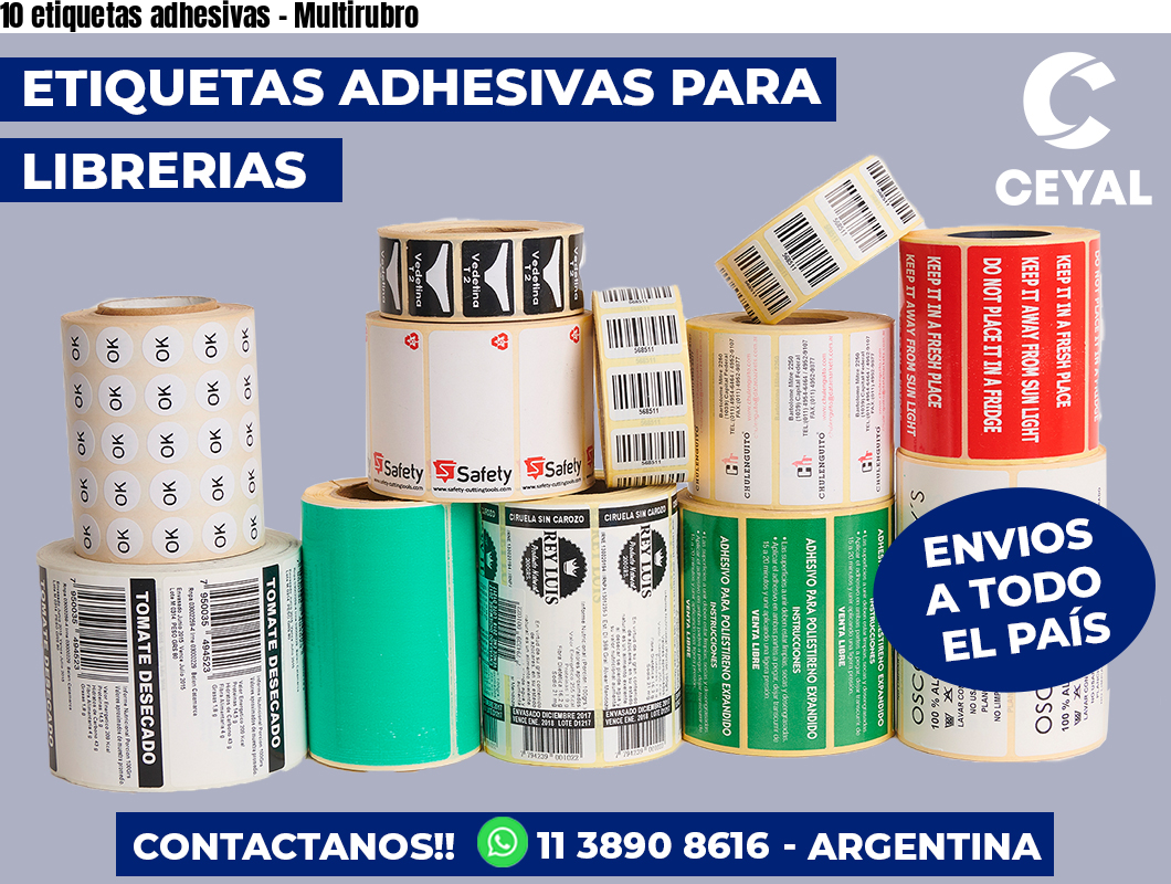 10 etiquetas adhesivas - Multirubro