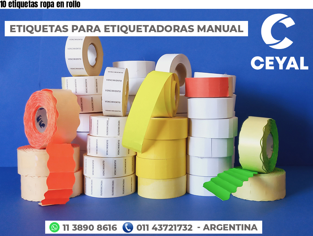 10 etiquetas ropa en rollo