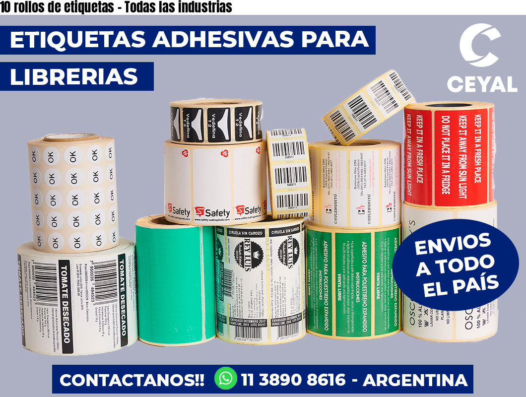 10 rollos de etiquetas - Todas las industrias