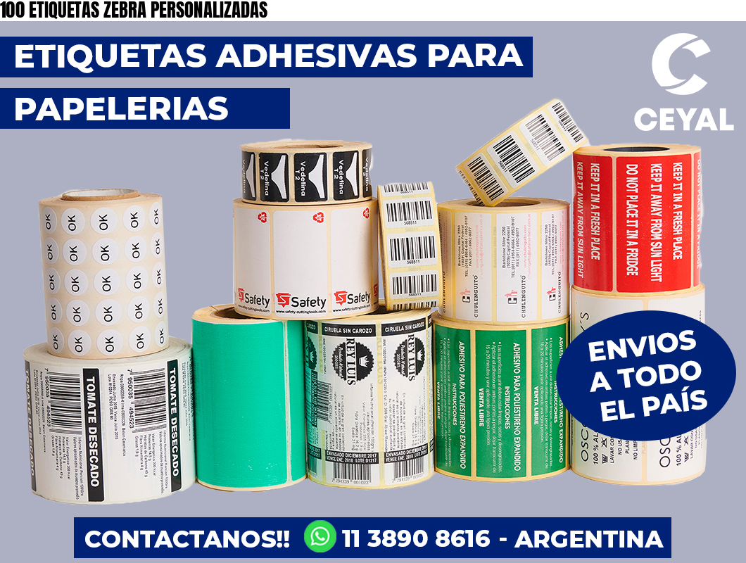 100 ETIQUETAS ZEBRA PERSONALIZADAS