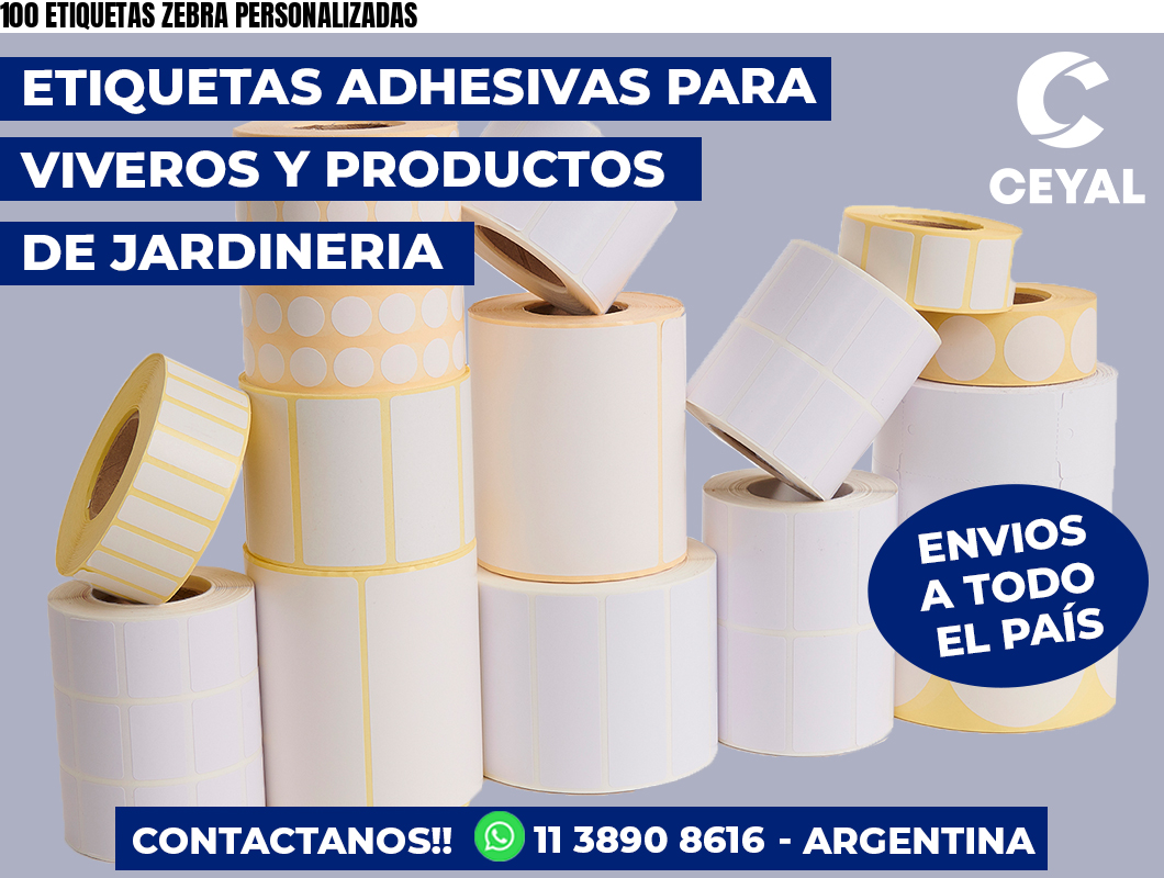 100 ETIQUETAS ZEBRA PERSONALIZADAS