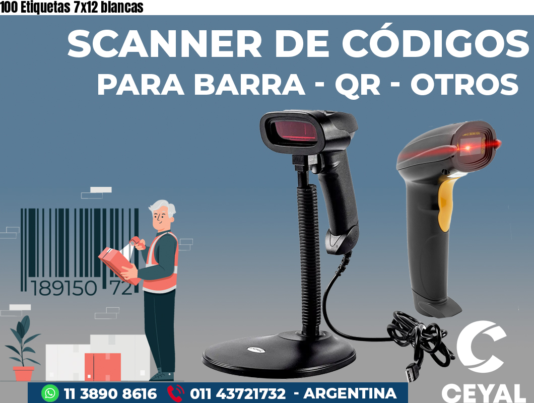 100 Etiquetas 7x12 blancas