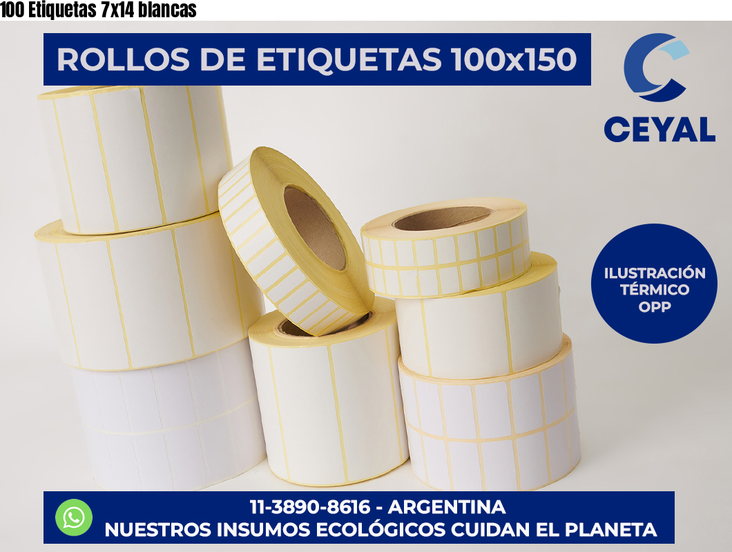 100 Etiquetas 7×14 blancas
