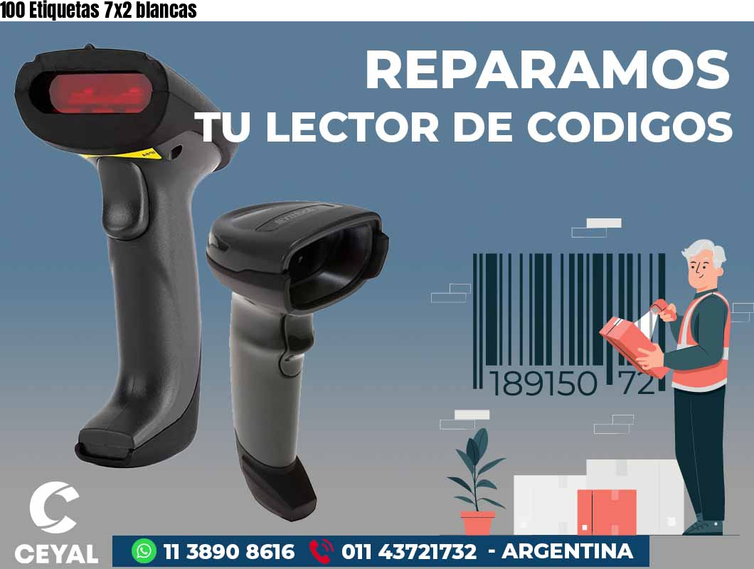 100 Etiquetas 7x2 blancas