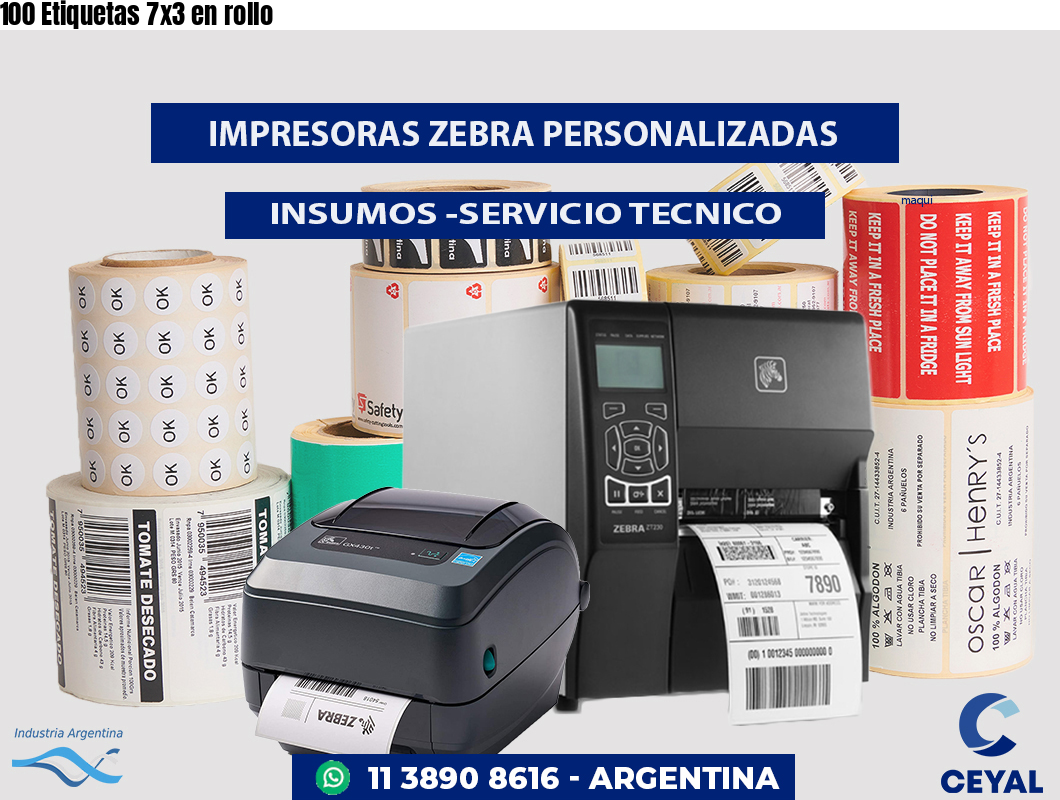 100 Etiquetas 7x3 en rollo