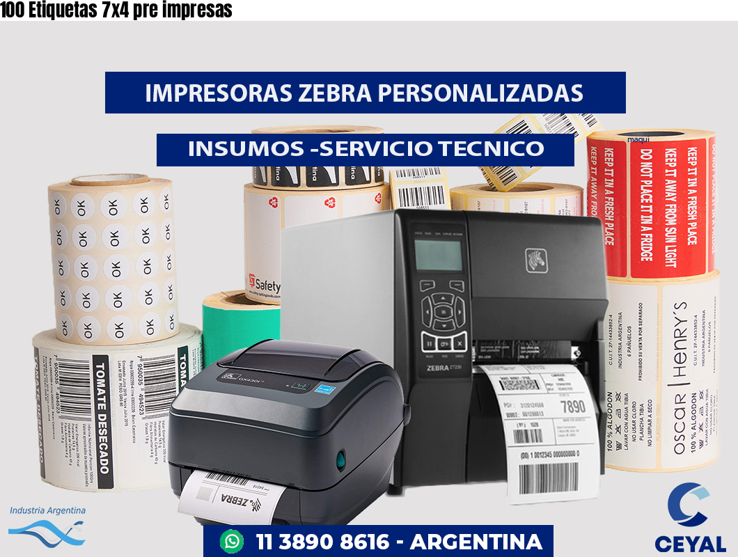 100 Etiquetas 7x4 pre impresas