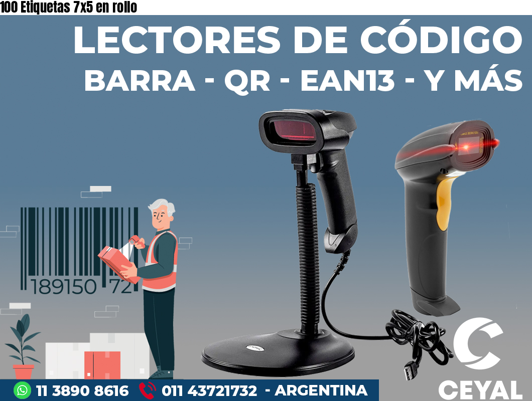 100 Etiquetas 7x5 en rollo