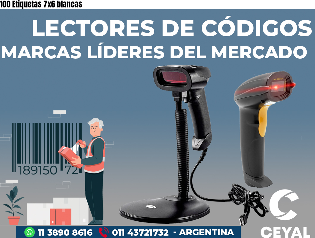 100 Etiquetas 7x6 blancas