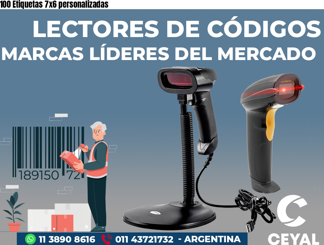100 Etiquetas 7x6 personalizadas