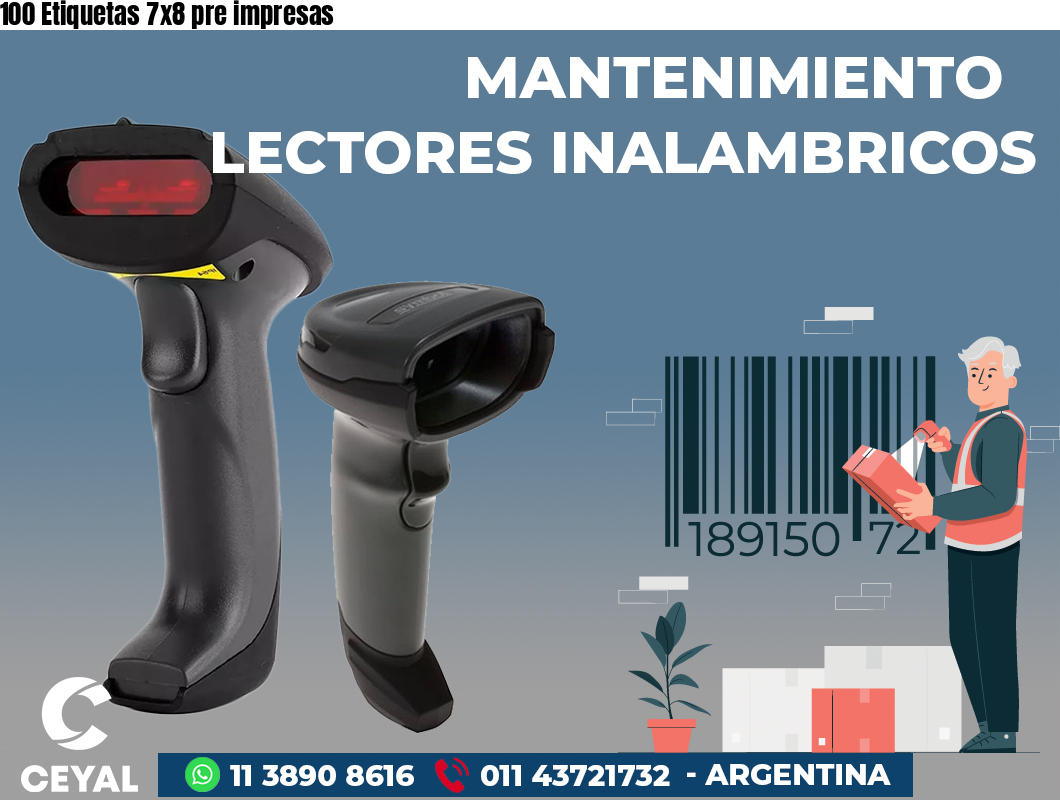100 Etiquetas 7x8 pre impresas