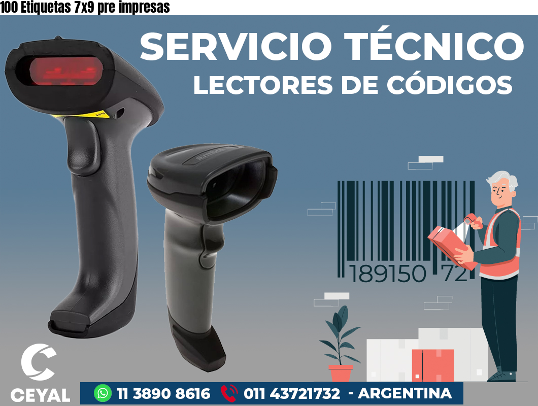 100 Etiquetas 7x9 pre impresas