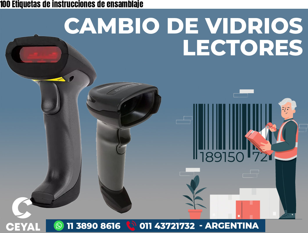 100 Etiquetas de instrucciones de ensamblaje
