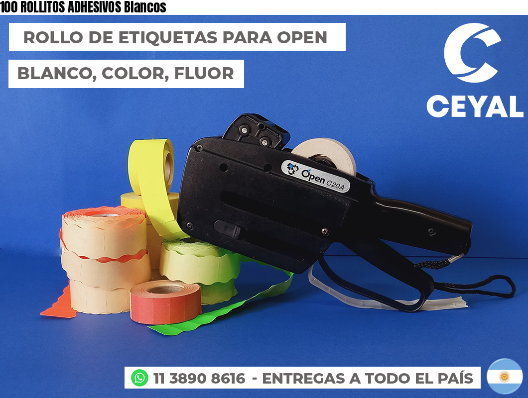 100 ROLLITOS ADHESIVOS Blancos