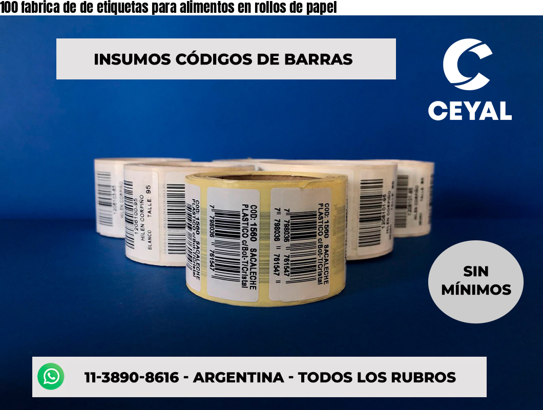 100 fabrica de de etiquetas para alimentos en rollos de papel
