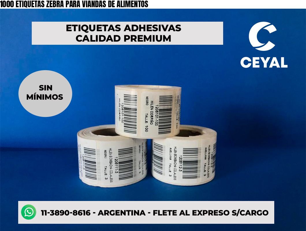 1000 ETIQUETAS ZEBRA PARA VIANDAS DE ALIMENTOS