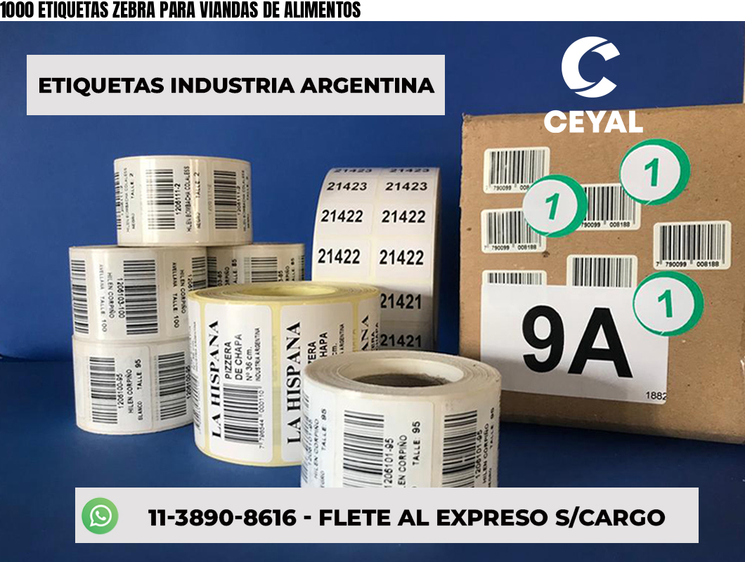 1000 ETIQUETAS ZEBRA PARA VIANDAS DE ALIMENTOS