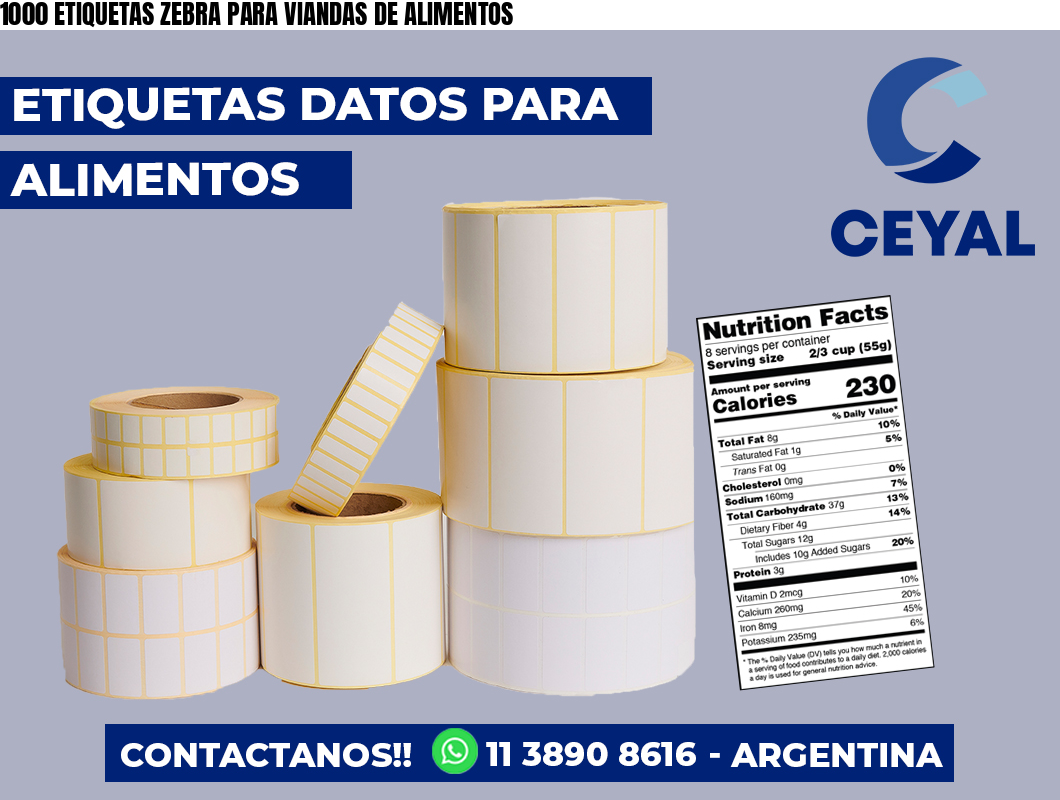 1000 ETIQUETAS ZEBRA PARA VIANDAS DE ALIMENTOS