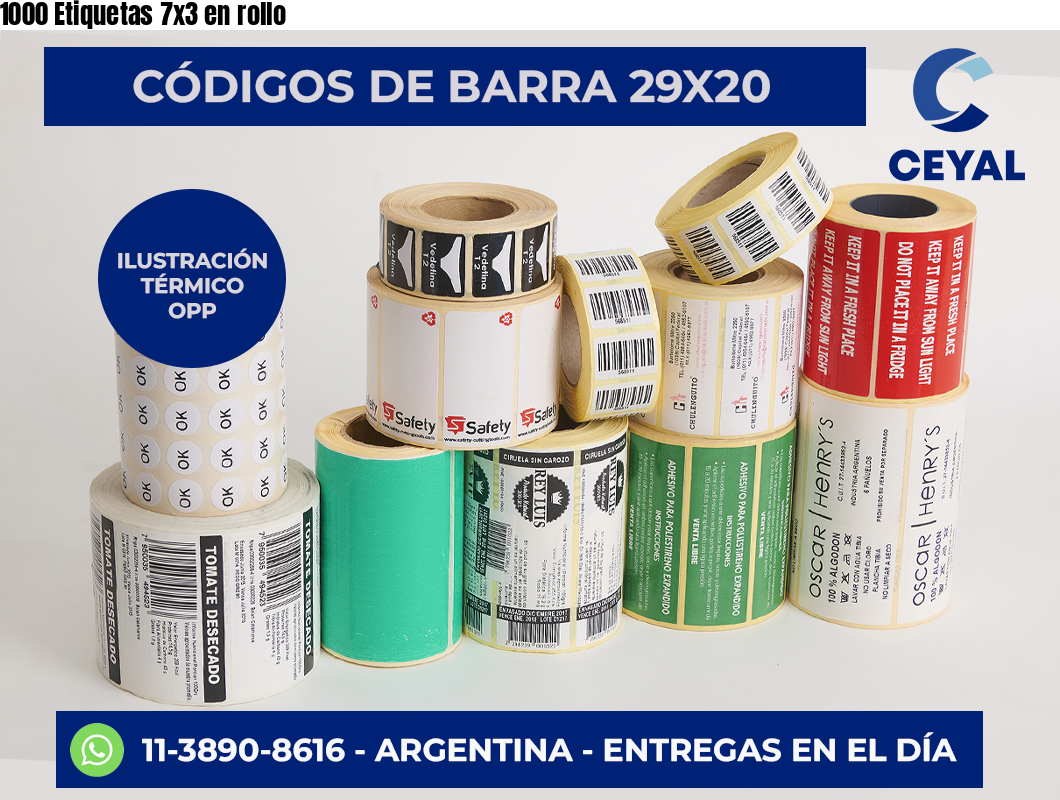 1000 Etiquetas 7×3 en rollo