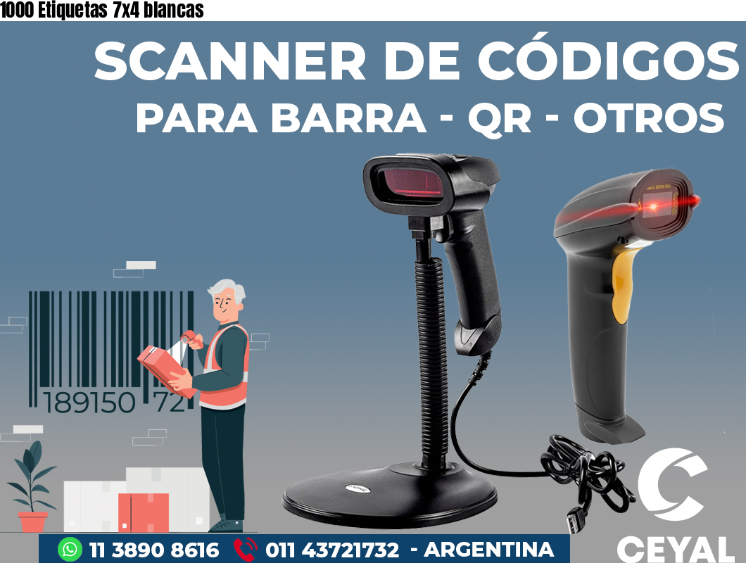 1000 Etiquetas 7x4 blancas