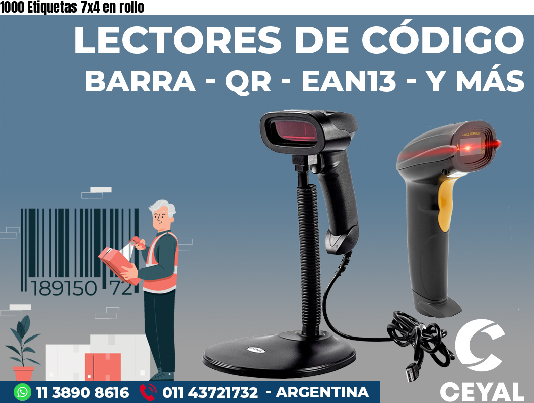 1000 Etiquetas 7x4 en rollo