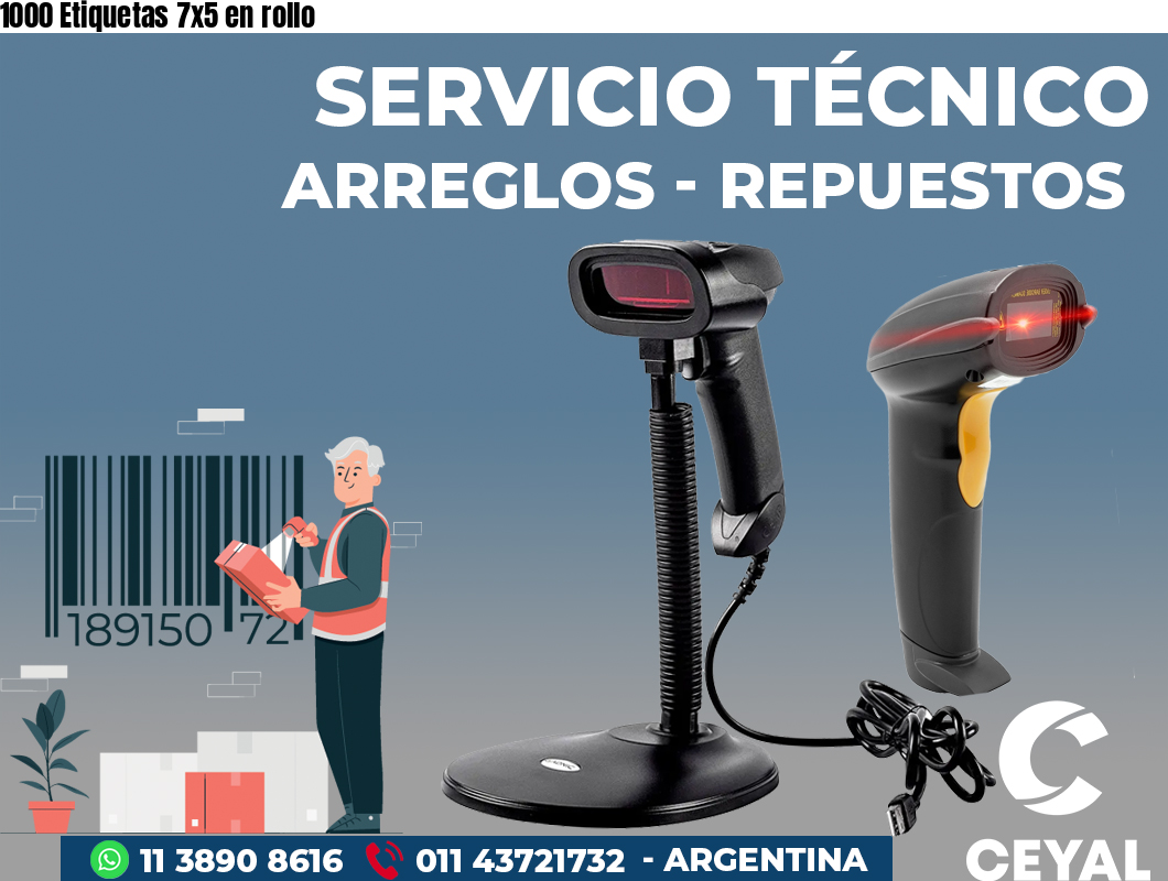 1000 Etiquetas 7x5 en rollo