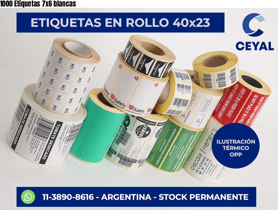 1000 Etiquetas 7×6 blancas