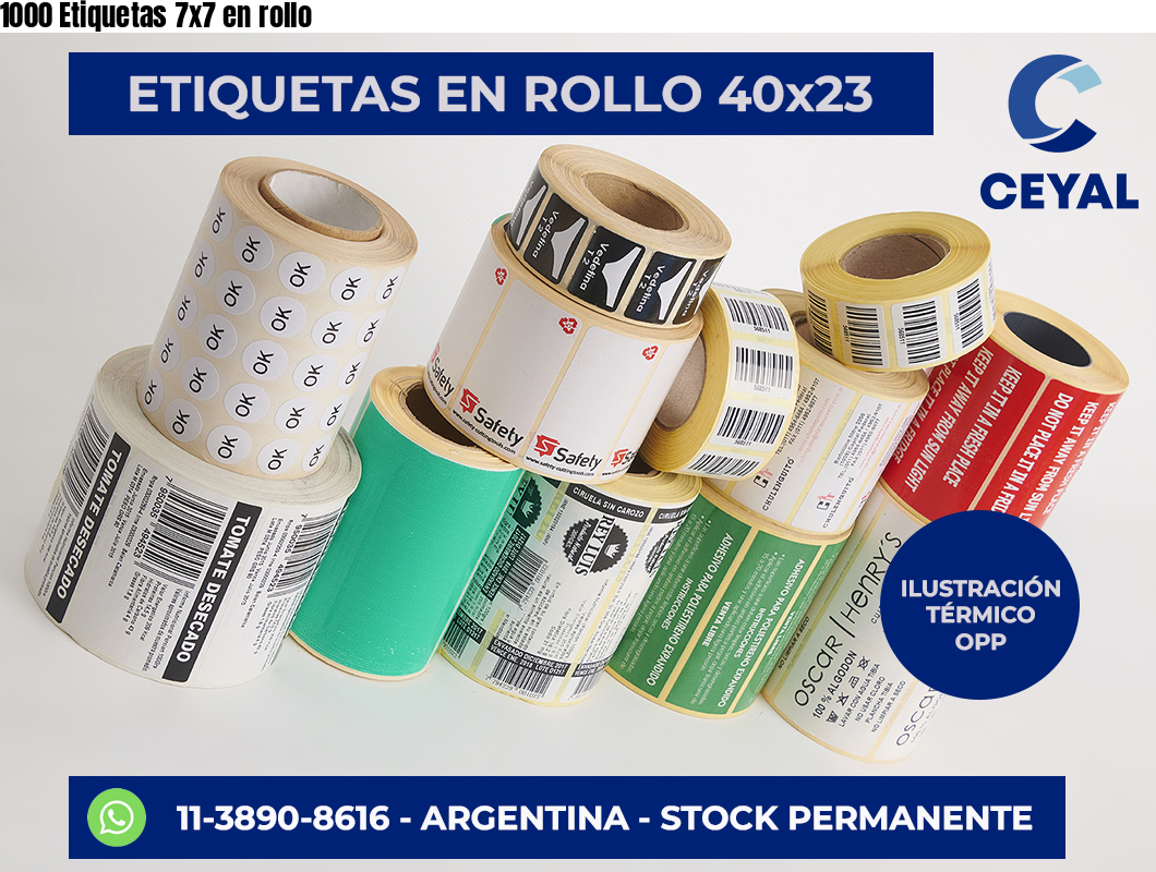 1000 Etiquetas 7×7 en rollo