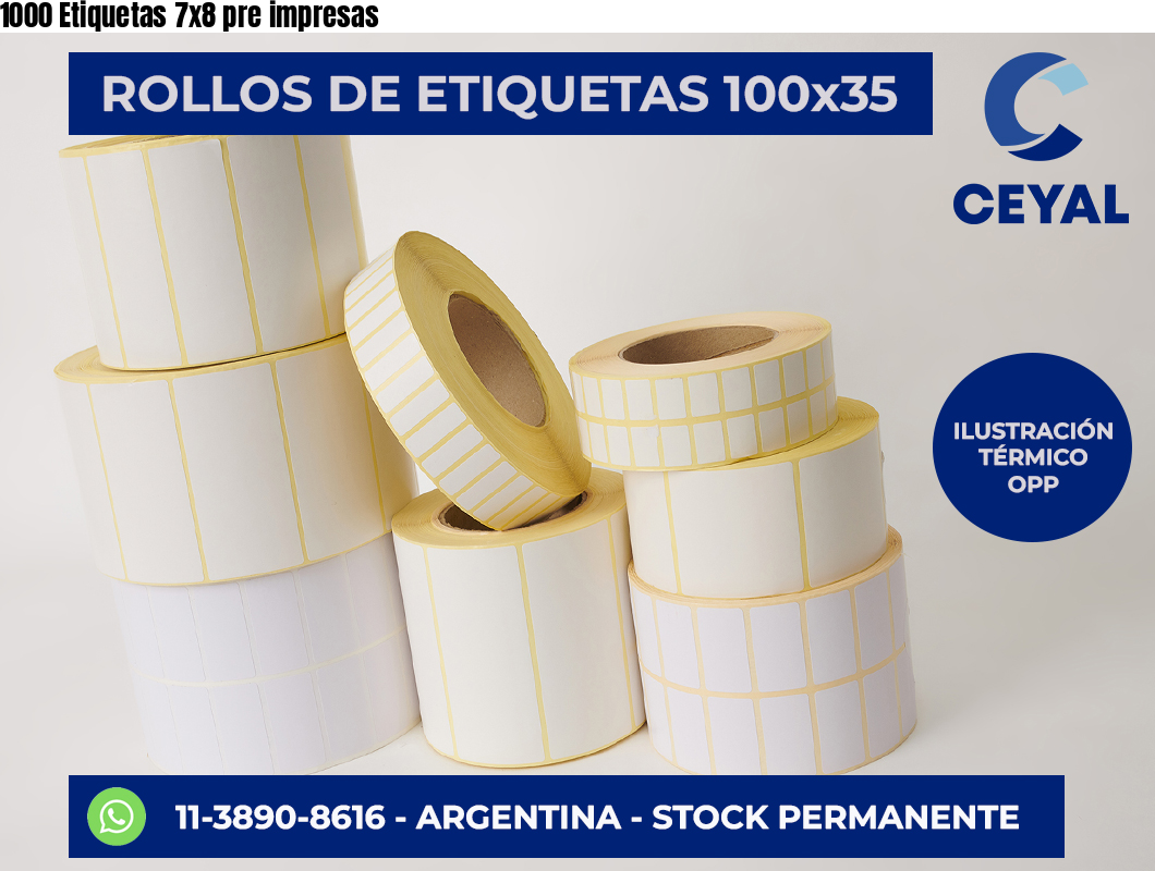 1000 Etiquetas 7×8 pre impresas