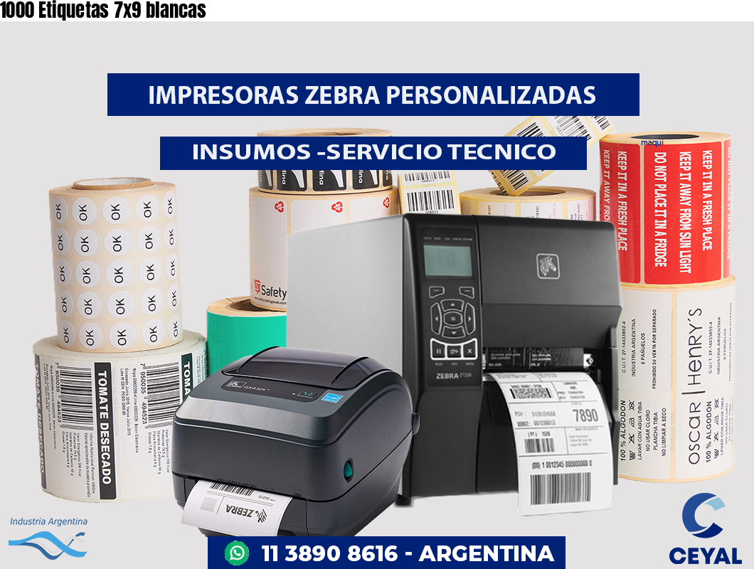 1000 Etiquetas 7x9 blancas