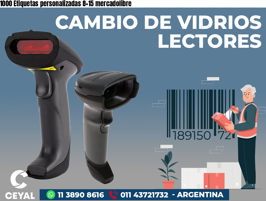1000 Etiquetas personalizadas 8×15 mercadolibre