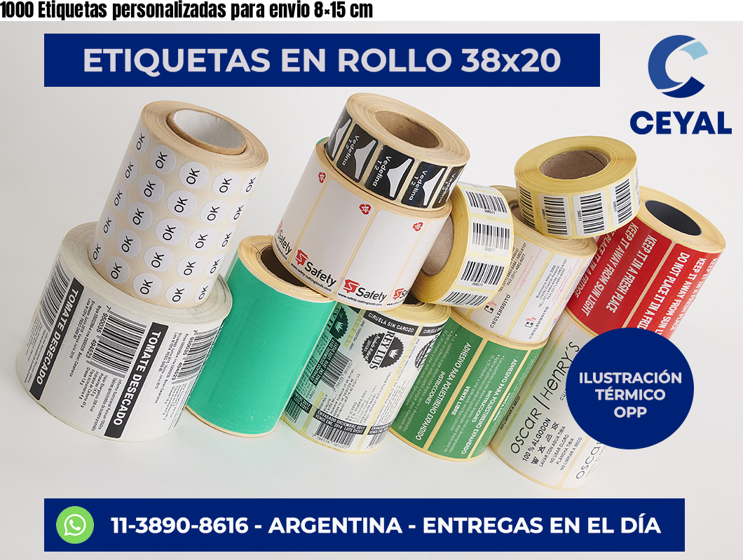 1000 Etiquetas personalizadas para envio 8×15 cm