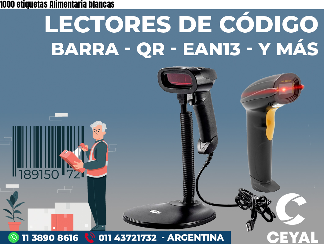 1000 etiquetas Alimentaria blancas