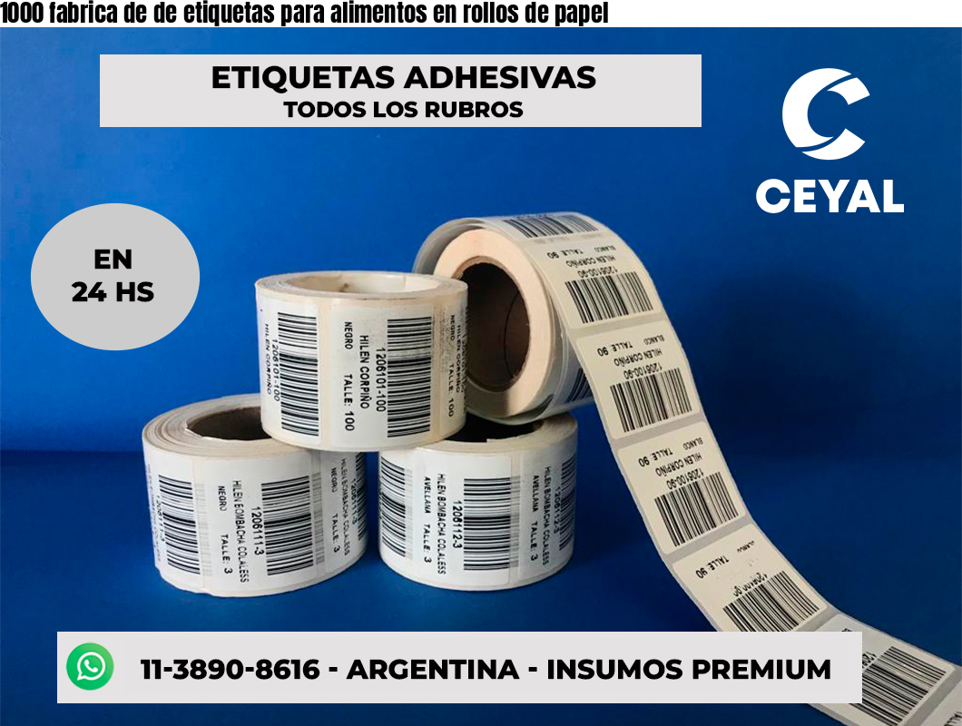1000 fabrica de de etiquetas para alimentos en rollos de papel