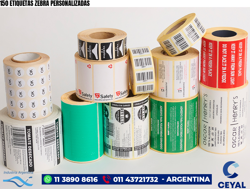 150 ETIQUETAS ZEBRA PERSONALIZADAS