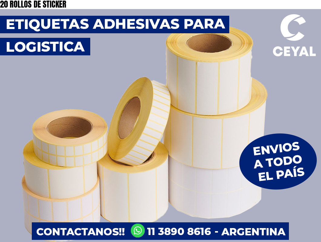 20 ROLLOS DE STICKER