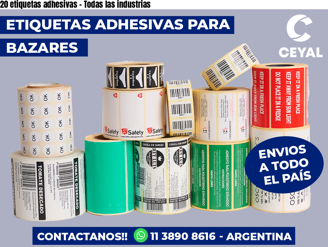 20 etiquetas adhesivas - Todas las industrias