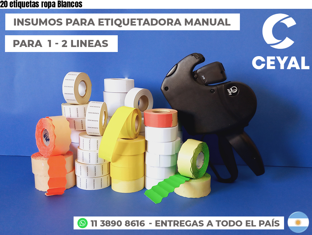 20 etiquetas ropa Blancos