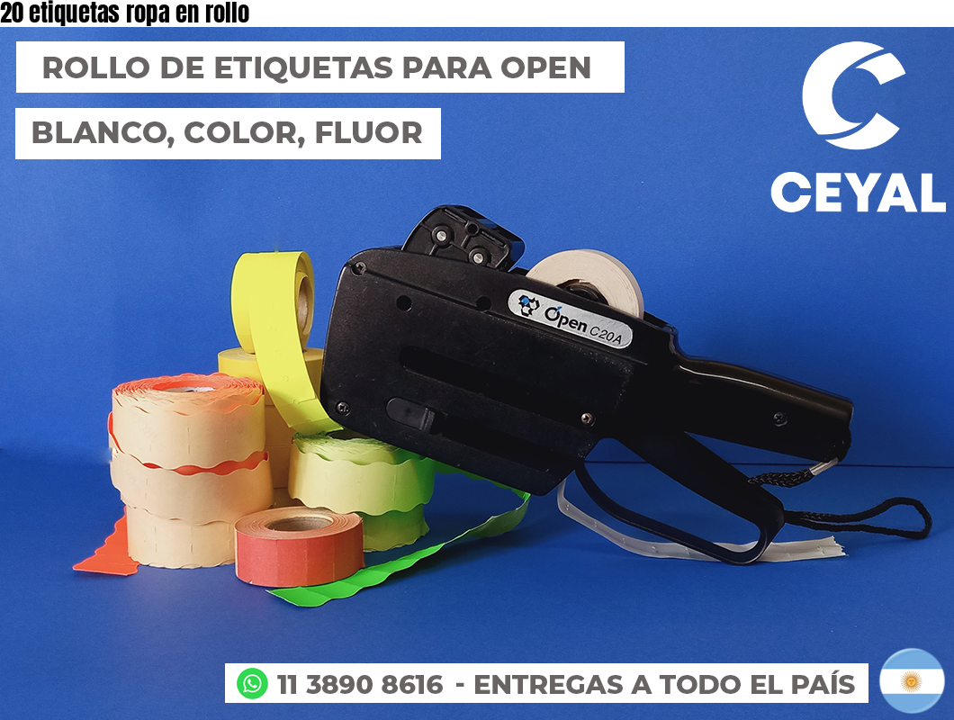 20 etiquetas ropa en rollo