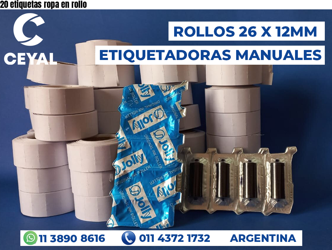 20 etiquetas ropa en rollo