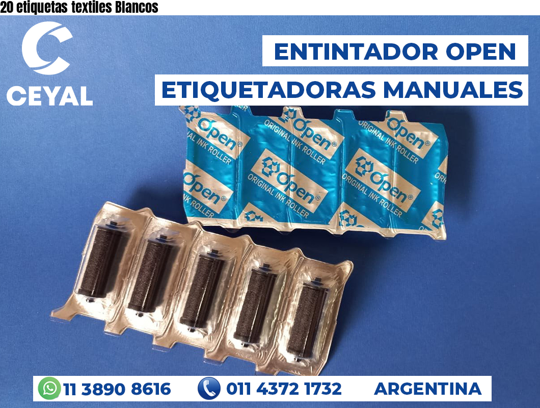 20 etiquetas textiles Blancos