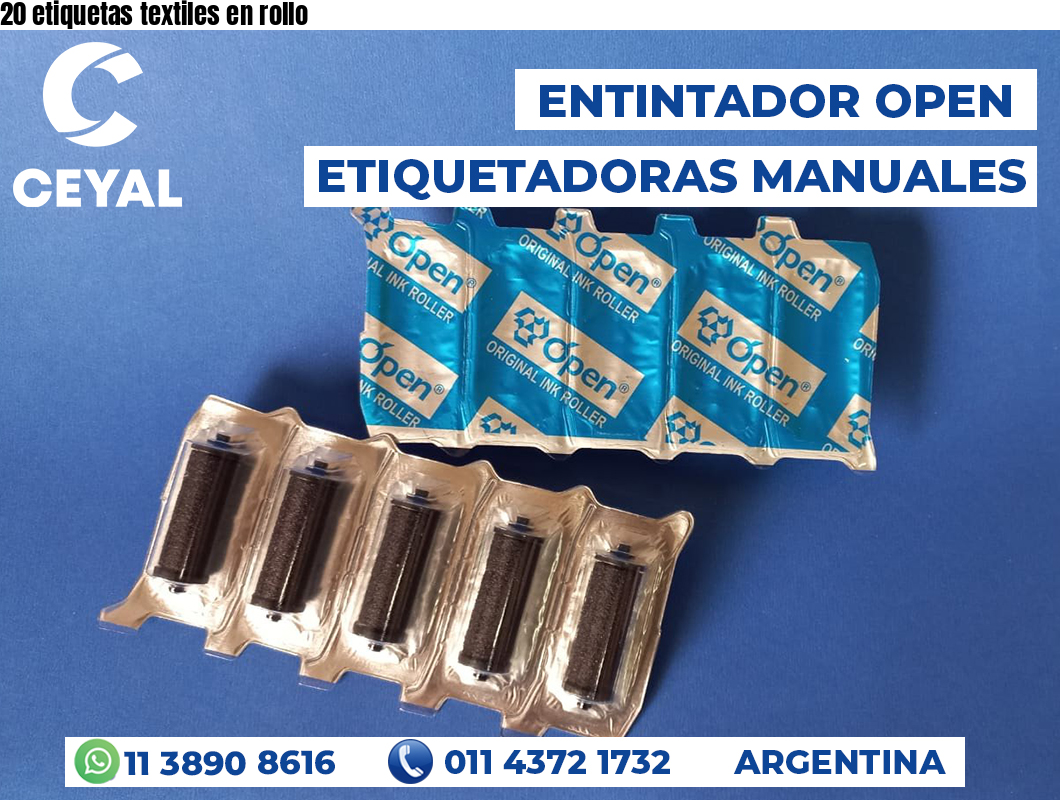 20 etiquetas textiles en rollo